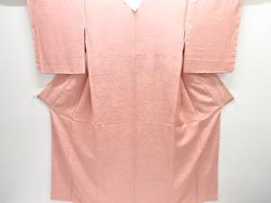 未使用品　几帳に草花模様織出し色無地着物